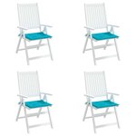 vidaXL Coussins de chaise de jardin lot de 4 turquoise 40x40x4cm tissu