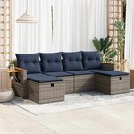 vidaXL Salon de jardin 6 Pièces avec coussins gris résine tressée