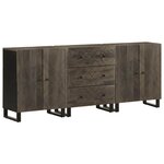 vidaXL Buffets 3 Pièces noir 60x33x75 cm bois massif de manguier