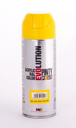 Peinture spray Acrylic Brillant 400ml Jaune Colza RAL 1021 - Pinty Plus