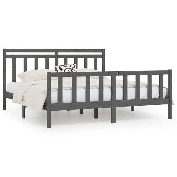 vidaXL Cadre de lit sans matelas bois massif de pin gris 200x200 cm
