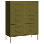 vidaXL Armoire à tiroirs Vert olive 80x35x101 5 cm Acier