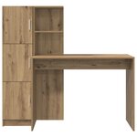 vidaXL Bureau avec rangement en bois d'ingénierie chêne