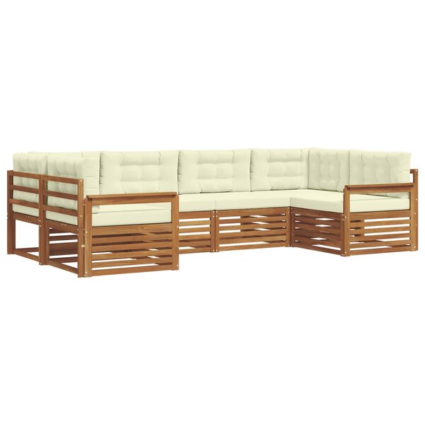 vidaXL Ensemble de canapés d'extérieur 6 pc Naturel et Crème