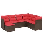 vidaXL Salon de jardin avec coussins 7 Pièces marron résine tressée