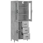 vidaXL Buffet haut Gris béton 69 5x34x180 cm Bois d'ingénierie