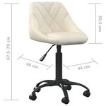 vidaXL Chaise de bureau Crème Velours
