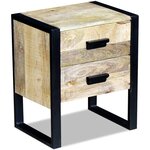 vidaXL Table auxiliaire à 2 tiroirs bois manguier massif 43x33x51 cm