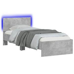 vidaXL Cadre de lit avec bandes LED Gris béton Bois d'ingénierie
