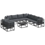 vidaXL Ensemble de canapé de jardin 10 pc Noir Aluminium