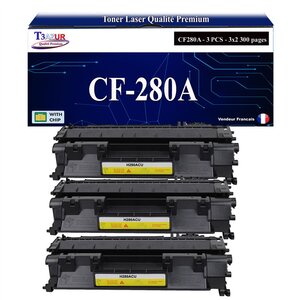 T3AZUR -3x Toners compatibles avec HP CF280A (80A) pour HP Laserjet Pro 400 M401  M401A  M401D  M401DN  M401DW  M401N  MFP M425DN  M425DW