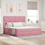 vidaXL Lit avec rangement et LED avec LED Rose 160 x 200 cm Velours