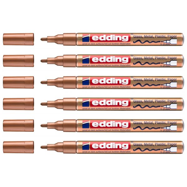 Marqueur Peinture Brillante 751 Cuivre Pointe Ronde 1-2 mm x 6 EDDING