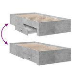 vidaXL Cadre de lit et tiroirs gris béton 100x200 cm bois d'ingénierie