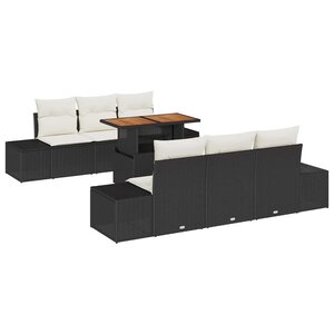 vidaXL Ensemble de canapé de jardin 7 Pièces Noir Poly rotin