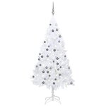 vidaXL Arbre de Noël artificiel pré-éclairé et boules blanc 180 cm PVC