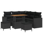 vidaXL Ensemble de canapé de jardin 8 Pièces Noir polyrotin