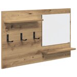 vidaXL Porte-manteau mural avec étagère avec stockage avec miroir Chêne artisan 90 x 10 x 50 cm