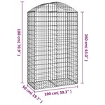 vidaXL Panier de gabions arqué 100x50x160/180 cm Fer galvanisé