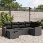vidaXL Salon de jardin 6 Pièces avec coussins noir résine tressée