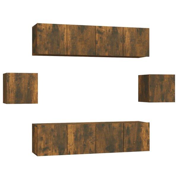 vidaXL Ensemble de meubles TV 6 Pièces Chêne fumé Bois d'ingénierie