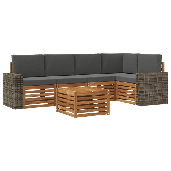 vidaXL Ensemble de canapé d'angle 6 Pièces Naturel et Anthracite