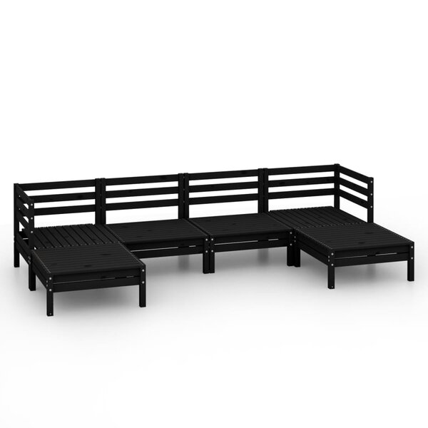 Salon de jardin meuble d'extérieur ensemble de mobilier 6 pièces noir bois de pin massif 02_0017044