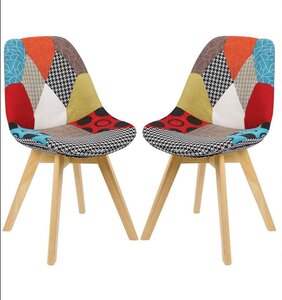 Chaises de salle à manger en lin 2 pièces multicolor 19_0000546