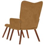 vidaXL Chaise de relaxation avec tabouret Marron Velours