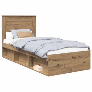 vidaXL Cadre de lit Chêne artisan 100 x 200 cm Bois de pin massif