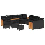 vidaXL Ensemble de canapé de jardin avec coussin 13 Pièces Noir