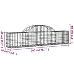 vidaXL Paniers à gabions arqués 6 Pièces 200x30x40/60 cm Fer galvanisé