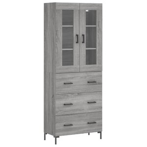 vidaXL Buffet haut Sonoma gris 69 5x34x180 cm Bois d'ingénierie