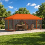 vidaXL Gazebo avec murs latéraux 6 x 3 m Orange Polyester et Acier