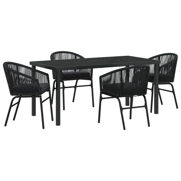 vidaXL Ensemble de salle à manger de jardin 5 pièces - Rattan poly noir