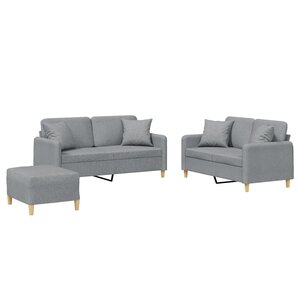 vidaXL Ensemble de canapés 3 Pièces coussins gris clair tissu