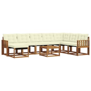 vidaXL Ensemble de canapés d'extérieur 9 pc Naturel et Crème