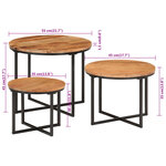 vidaXL Tables basses gigognes 3 Pièces bois massif d'acacia et fer