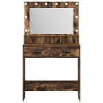 Meuble coiffeuse vidaXL avec lumières LED en chêne fumé 79x41x135 cm