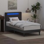 vidaXL Cadre de lit avec bandes LED Gris 90 x 190 cm Simili cuir