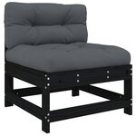 vidaXL Salon de jardin 10 Pièces avec coussins noir bois massif