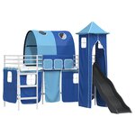 vidaXL Lit mezzanine pour enfants Blanc et Bleu 90 x 190 cm Métал