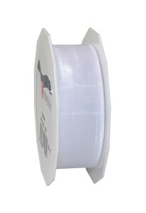 Organza sheer 25-m-rouleau 25 mm blanc