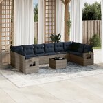 vidaXL Salon de jardin 11 Pièces avec coussins gris résine tressée