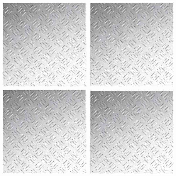 vidaXL Plaques à damier 4 Pièces Argent 50 x 50 cm Aluminium
