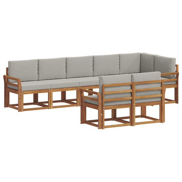 vidaXL Ensemble de canapés d'extérieur 8 pc Gris Naturel et Clair