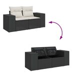 vidaXL Salon de jardin 6 Pièces avec coussins noir résine tressée