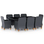 vidaXL Ensemble à manger d'extérieur 9 Pièces et coussins résine tressée