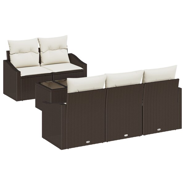 vidaXL Ensemble de sofa de jardin 6 pièces avec coussins marron en rotin synthétique