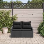 vidaXL Canapé de jardin avec coussin Noir 123 x 62 x 69 cm polyrotin